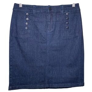LRL Ralph Lauren Blue Denim Sailor Skirt Sz 4 Dark Wash Classic Preppy Staple